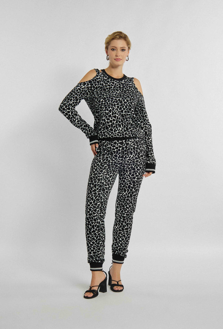 Sweatshirt mit Animal-Motiv und Schulterschlitzen