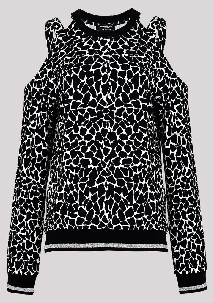 Sweatshirt mit Animal-Motiv und Schulterschlitzen