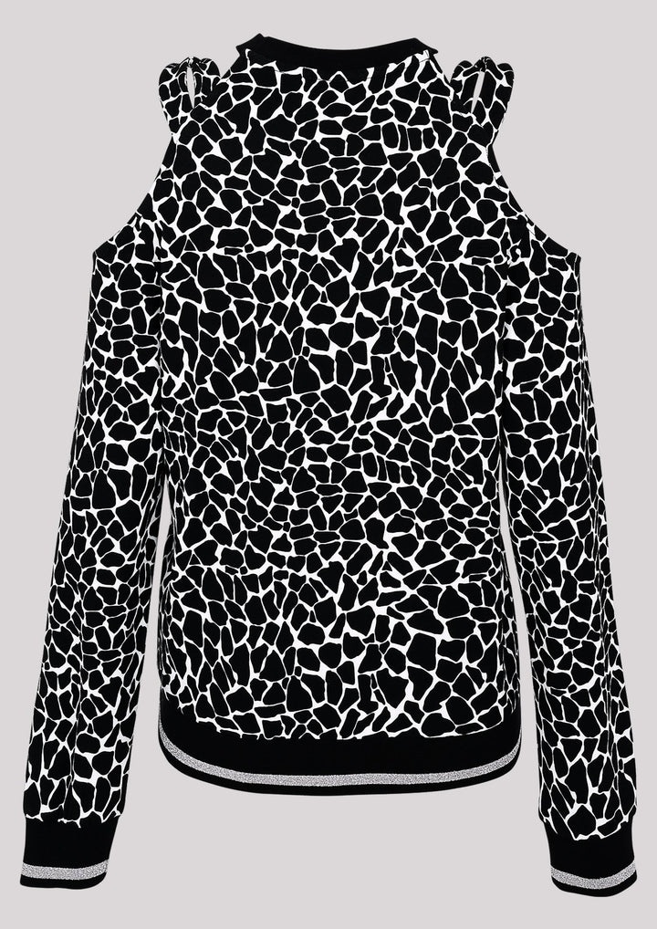 Sweatshirt with animal motif with shoulder slits