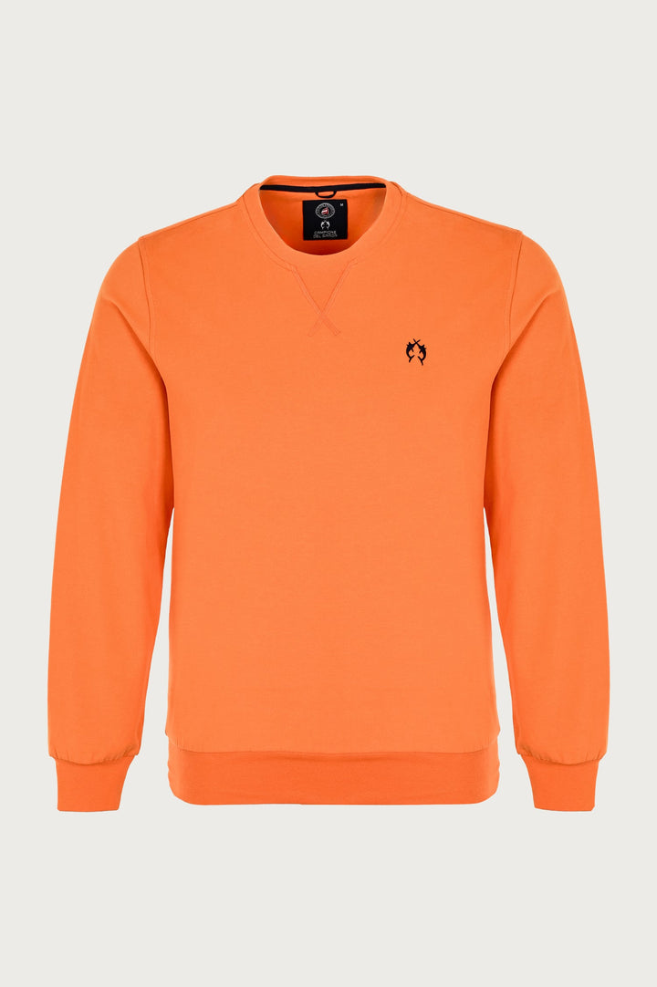 Orange sweatshirt with ribbed cuffs and brand logo