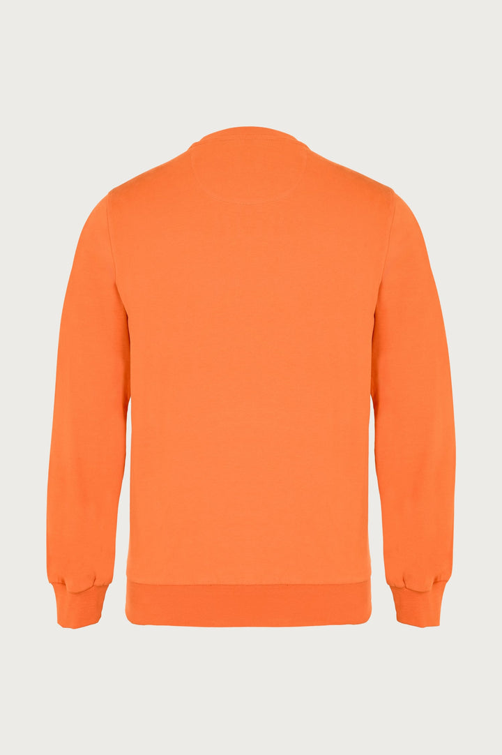 Orange sweatshirt with ribbed cuffs and brand logo