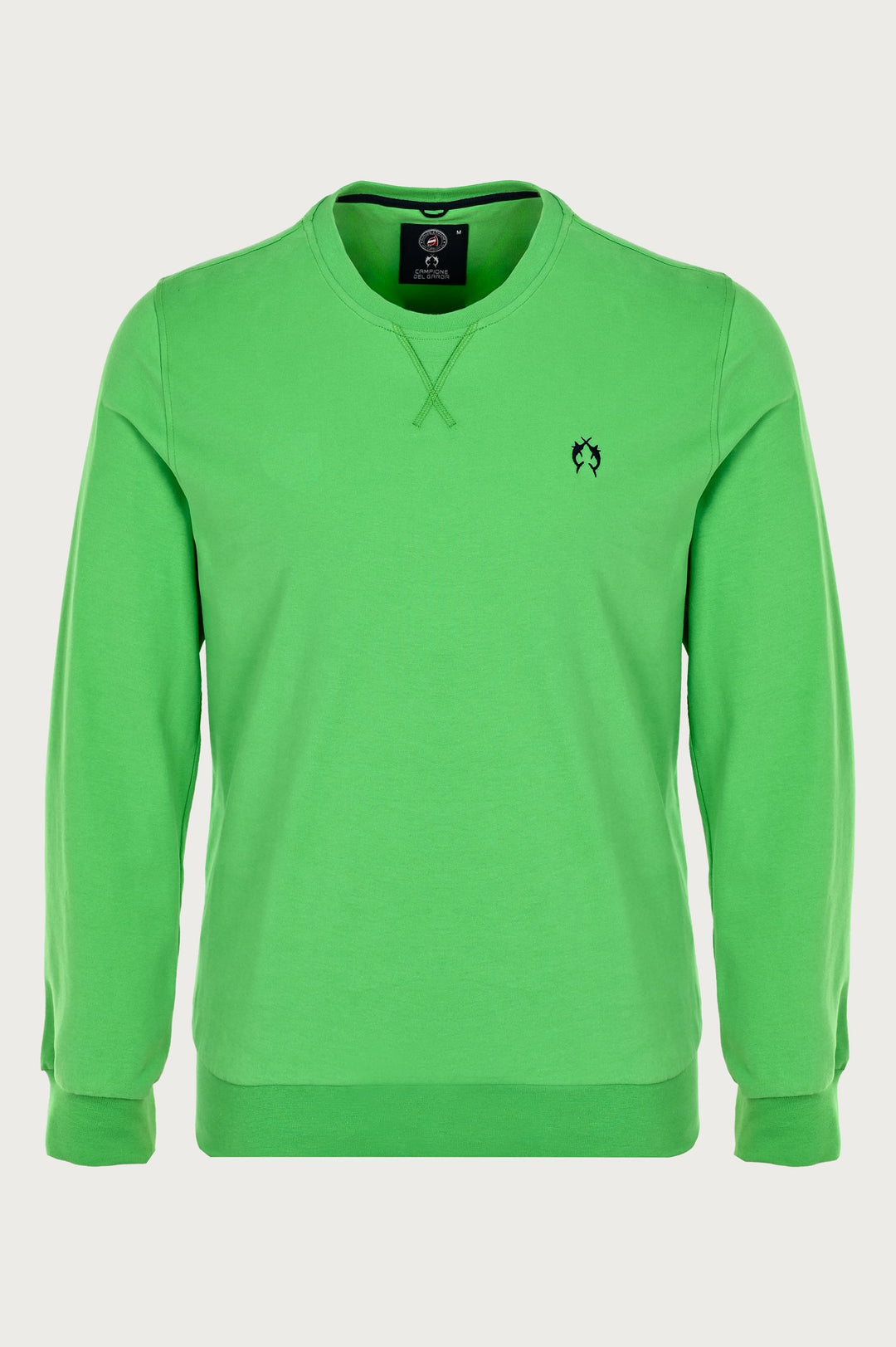 Green sweatshirt with ribbed cuffs and brand logo