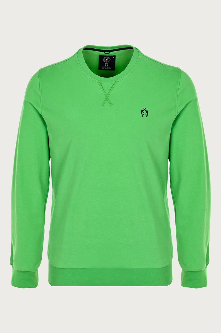 Green sweatshirt with ribbed cuffs and brand logo