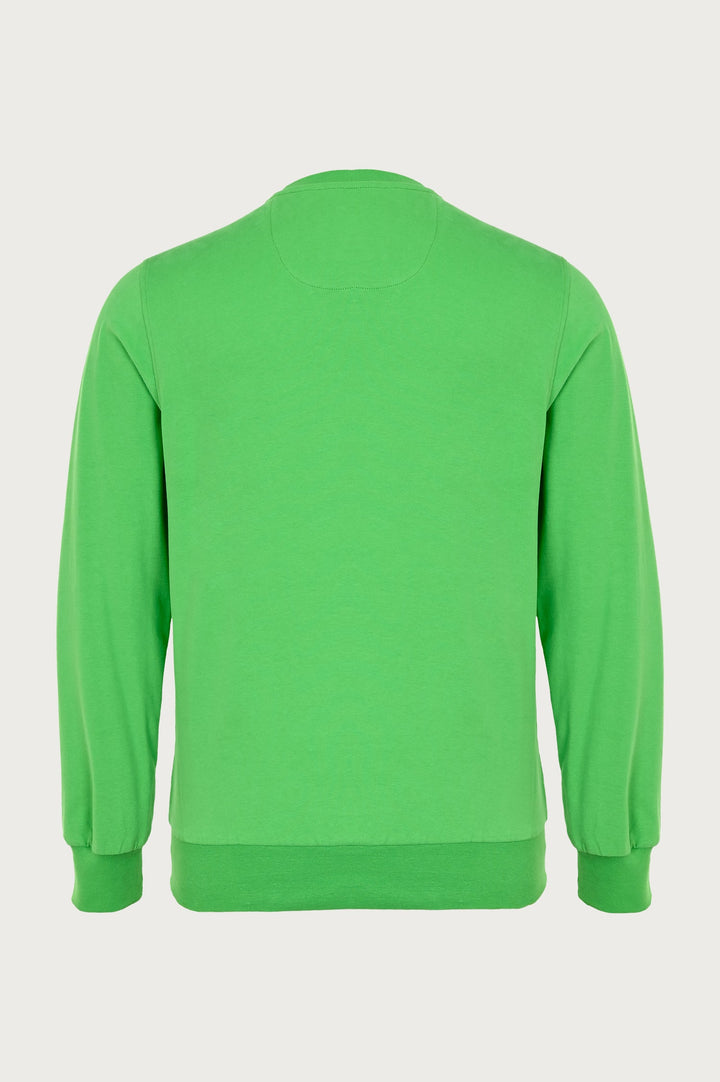 Green sweatshirt with ribbed cuffs and brand logo