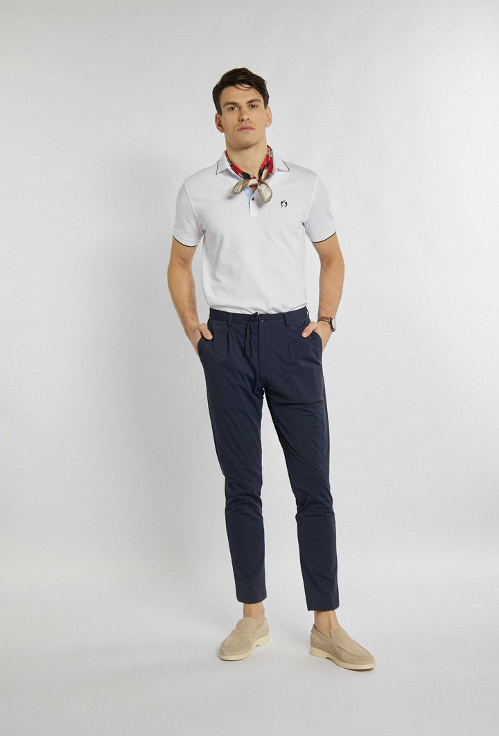Witte klassieke fleece met contrasterende elementen