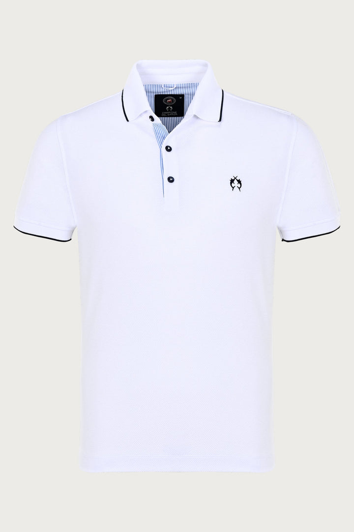 Witte klassieke fleece met contrasterende elementen