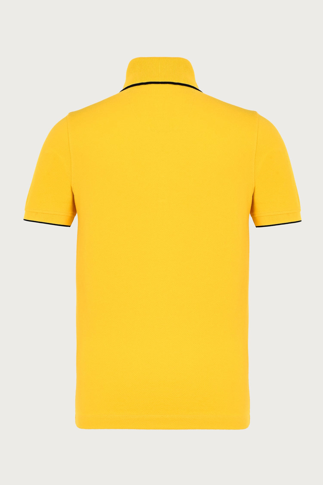 Yellow polo with straight cut ribbed cuffs