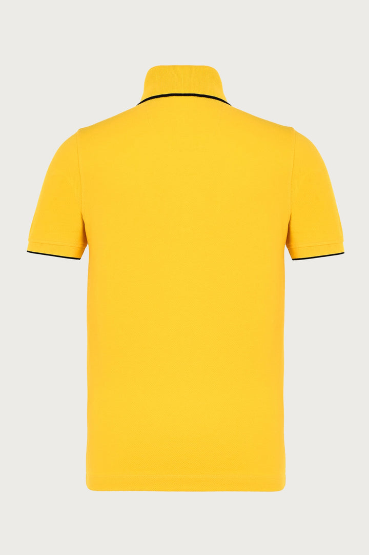 Yellow polo with straight cut ribbed cuffs