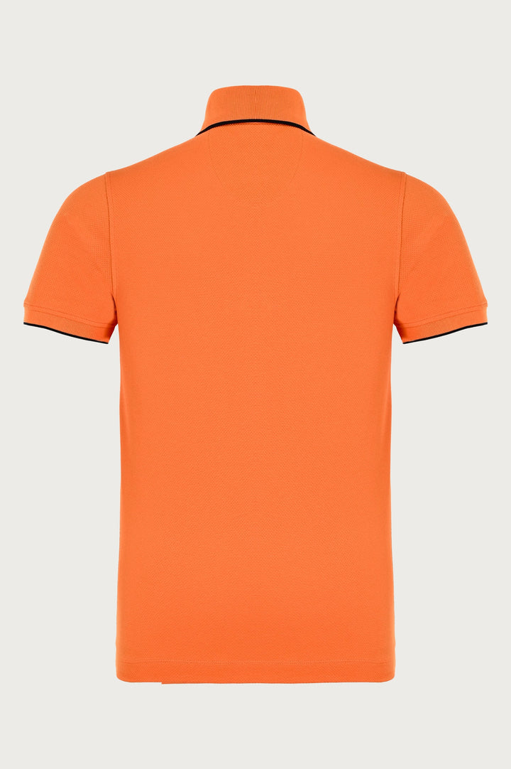Orange polo with stylish trims