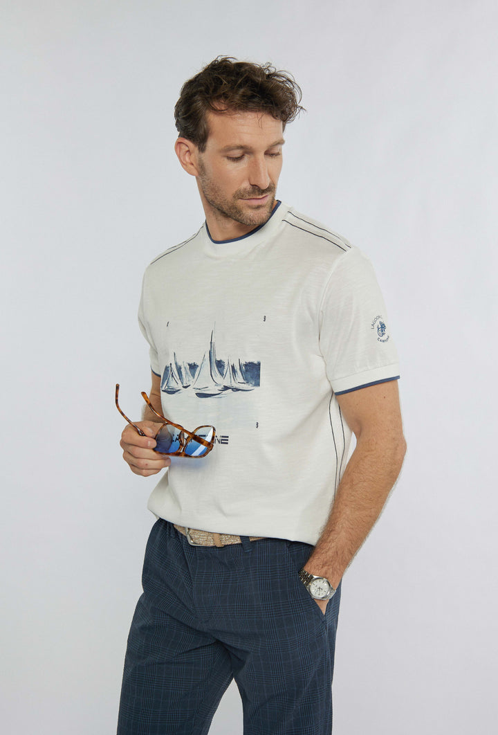 T-shirt in de kleur wit met nautische print