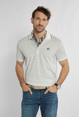 Poloshirt mit edlem Print in Kontrastfarbe