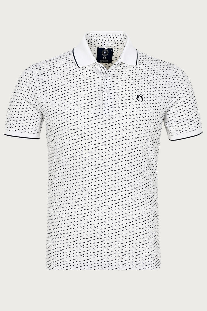 Poloshirt met fijne opdruk in contrastkleur