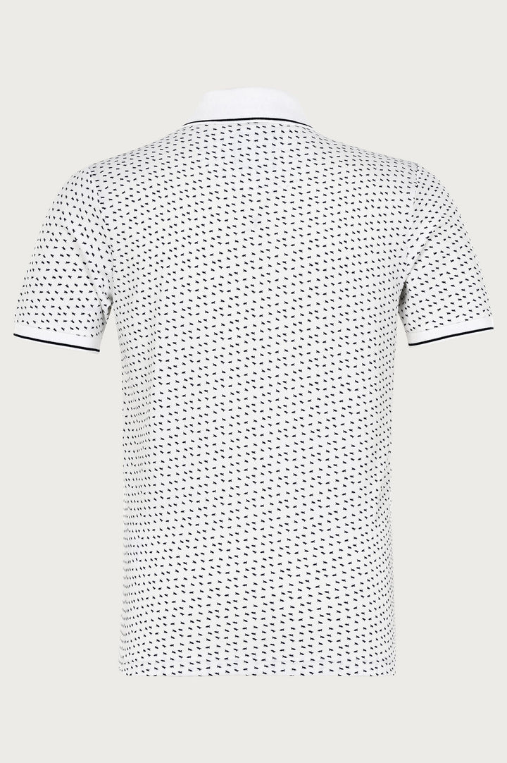 Polo shirt with fine print in contrasting color