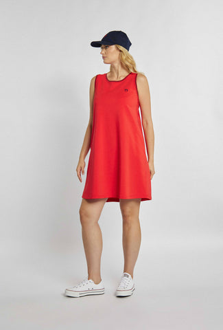 Minikleid mit breiten Trägern in roter Farbe