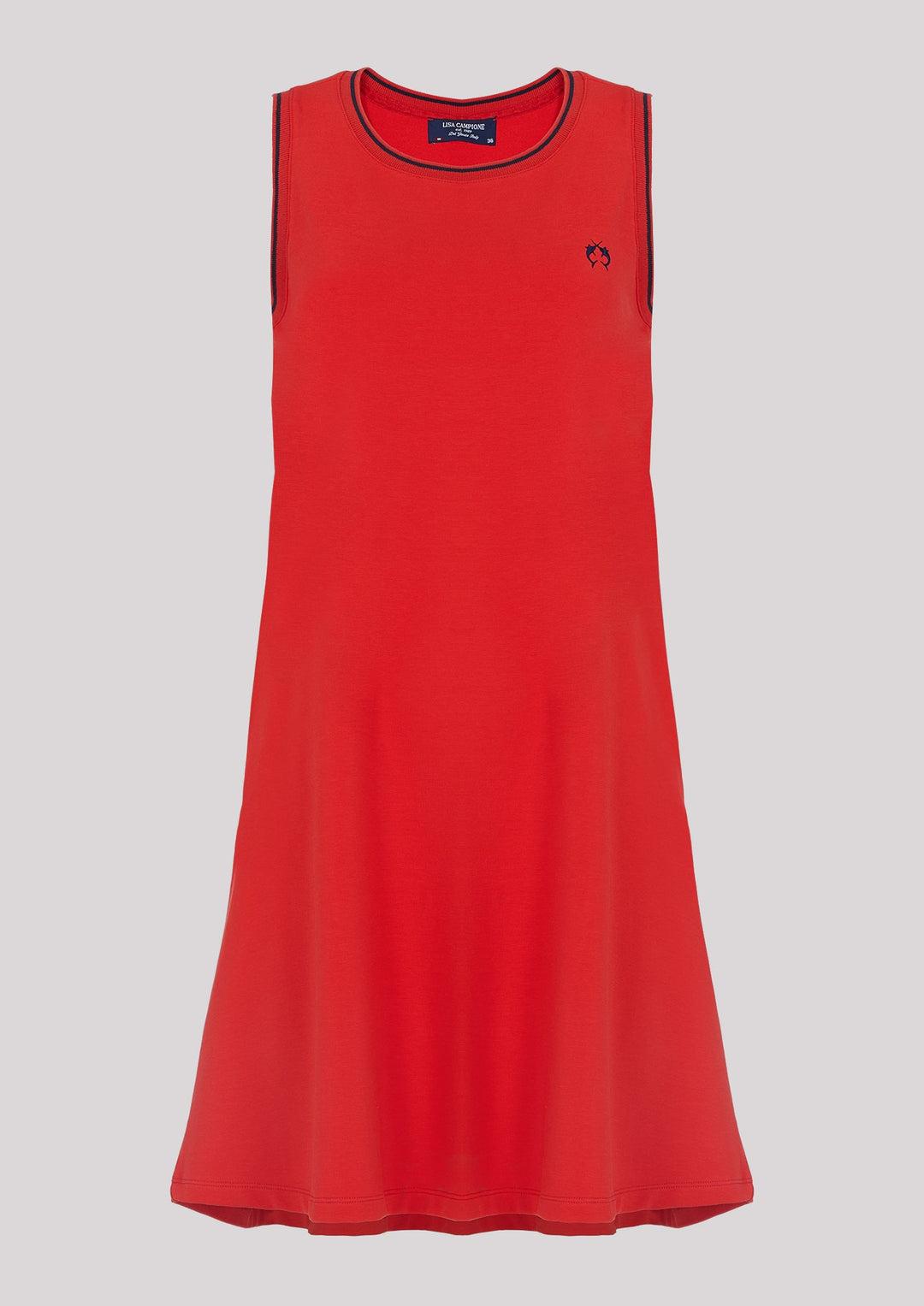 Mini dress with wide straps in red color