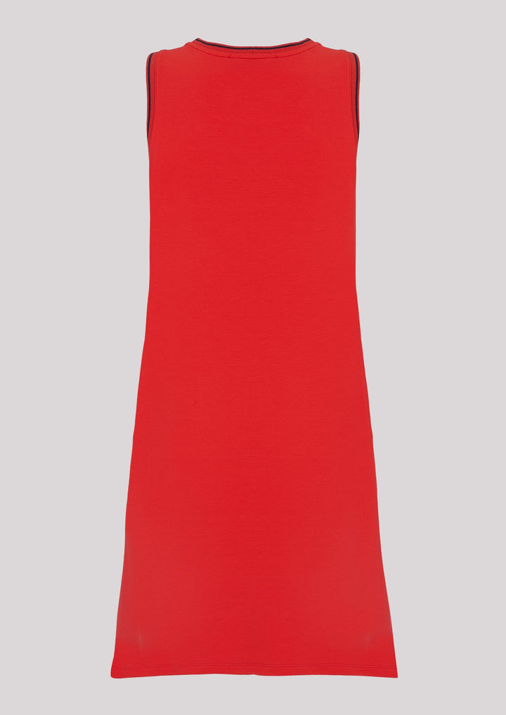 Mini dress with wide straps in red color
