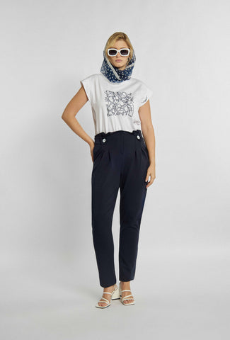 Elegante Hose mit geradem Bein in Marineblau