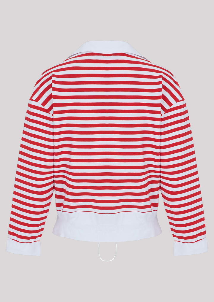 Unbuttoned striped sweatshirt with collar