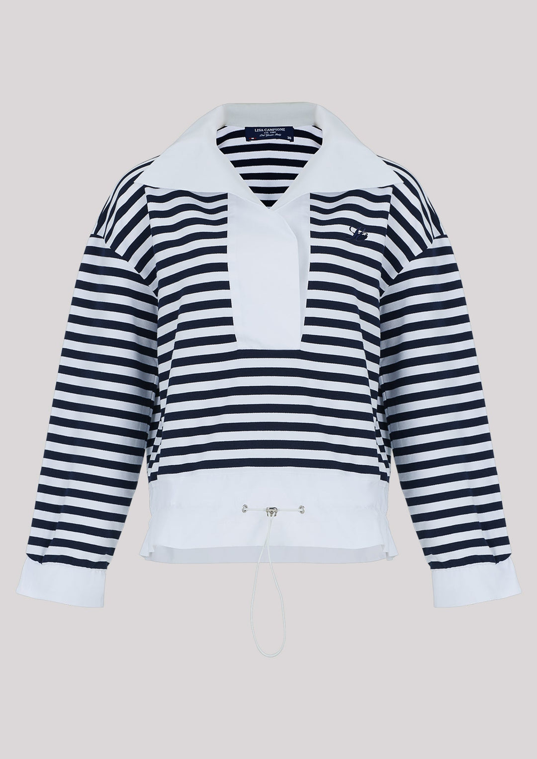 Gestreiftes Sweatshirt, aufgeknöpft mit Kragen