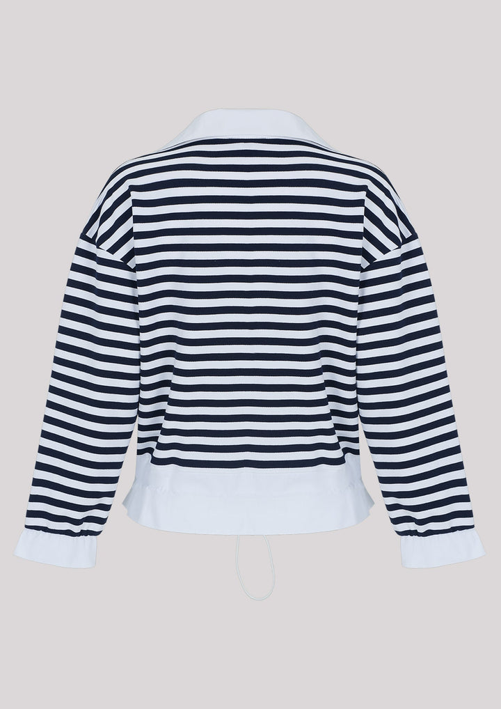 Striped sweatshirt, unbuttoned with collar