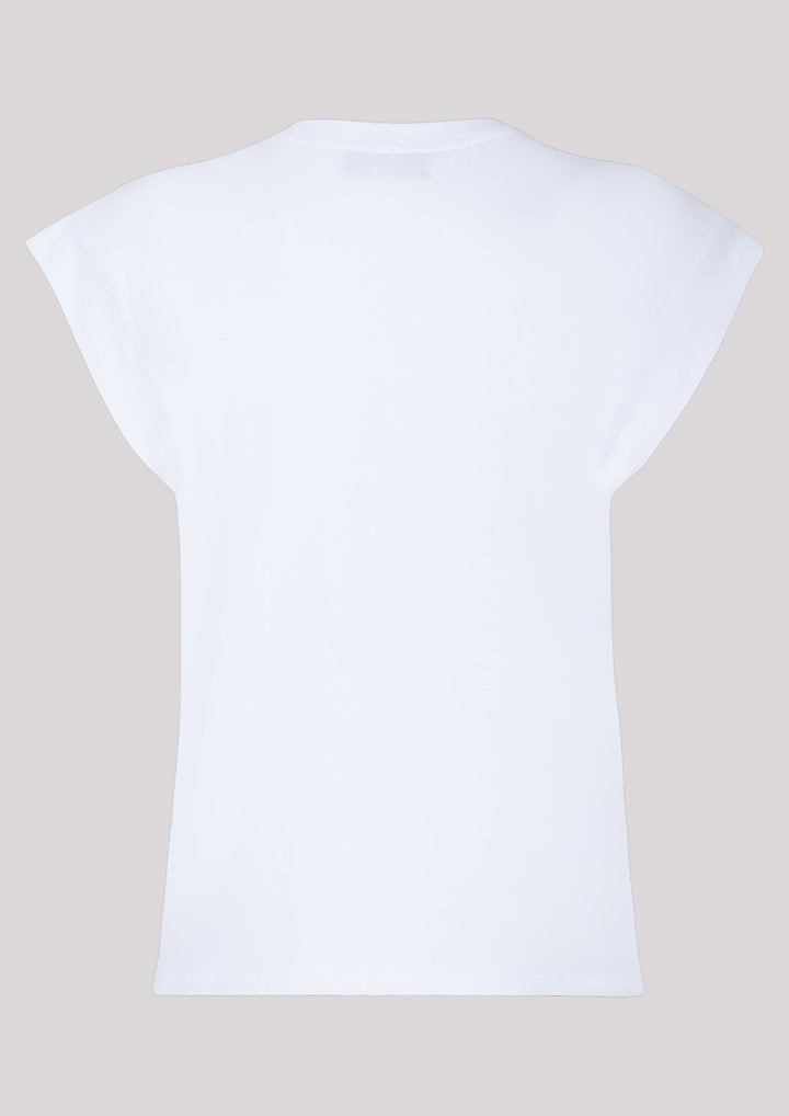 White t-shirt with contrasting red print