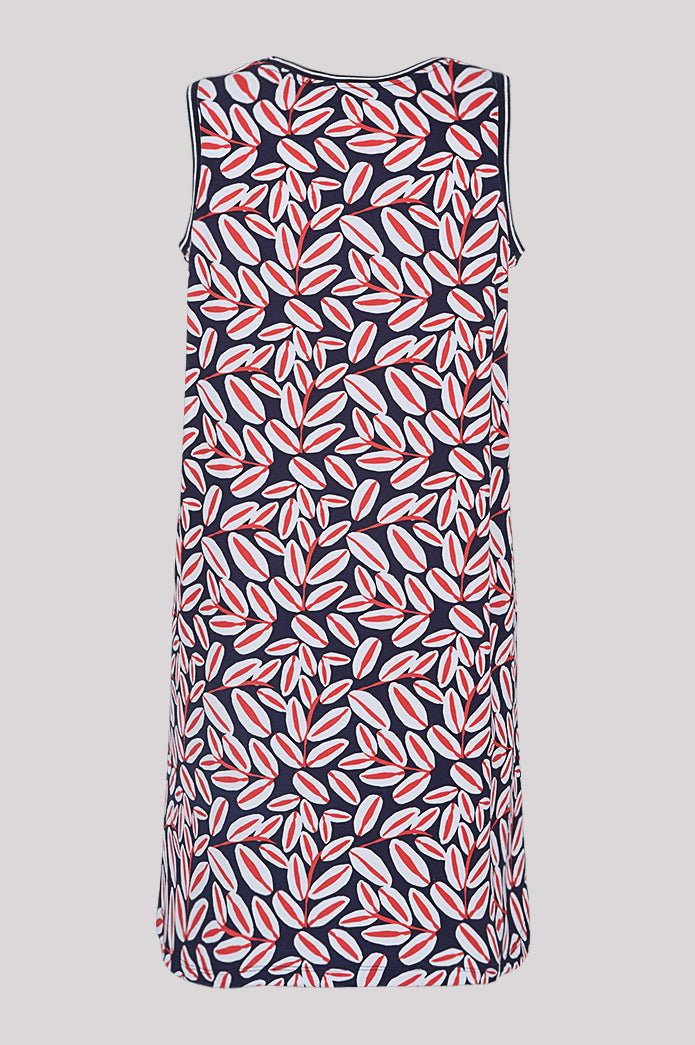 Summer wide strap dress with floral motif