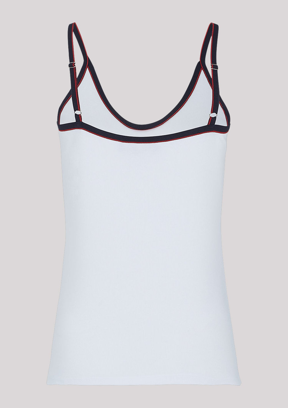 Fitted top in white with contrasting accents