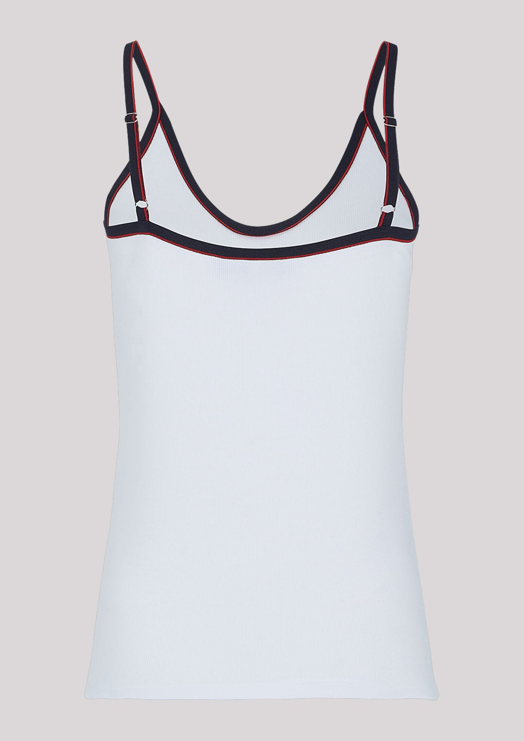 Fitted top in white with contrasting accents
