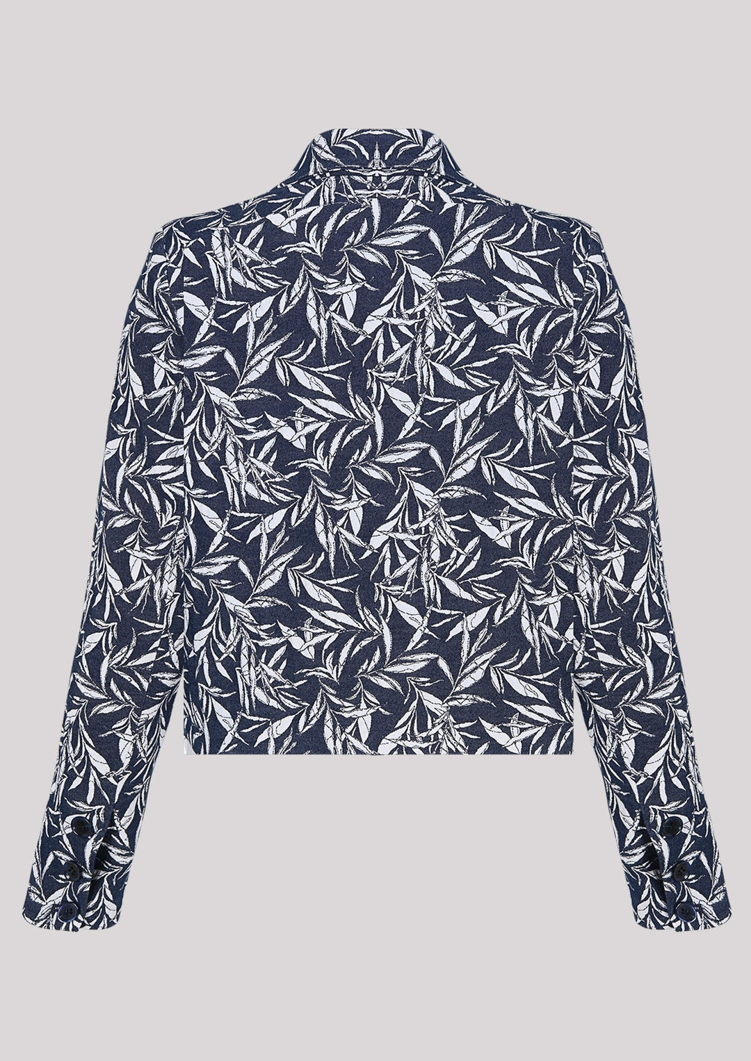 Shorter cut jacket with fashionable print