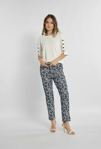 Hose mit geradem Bein und kontrastierendem Print