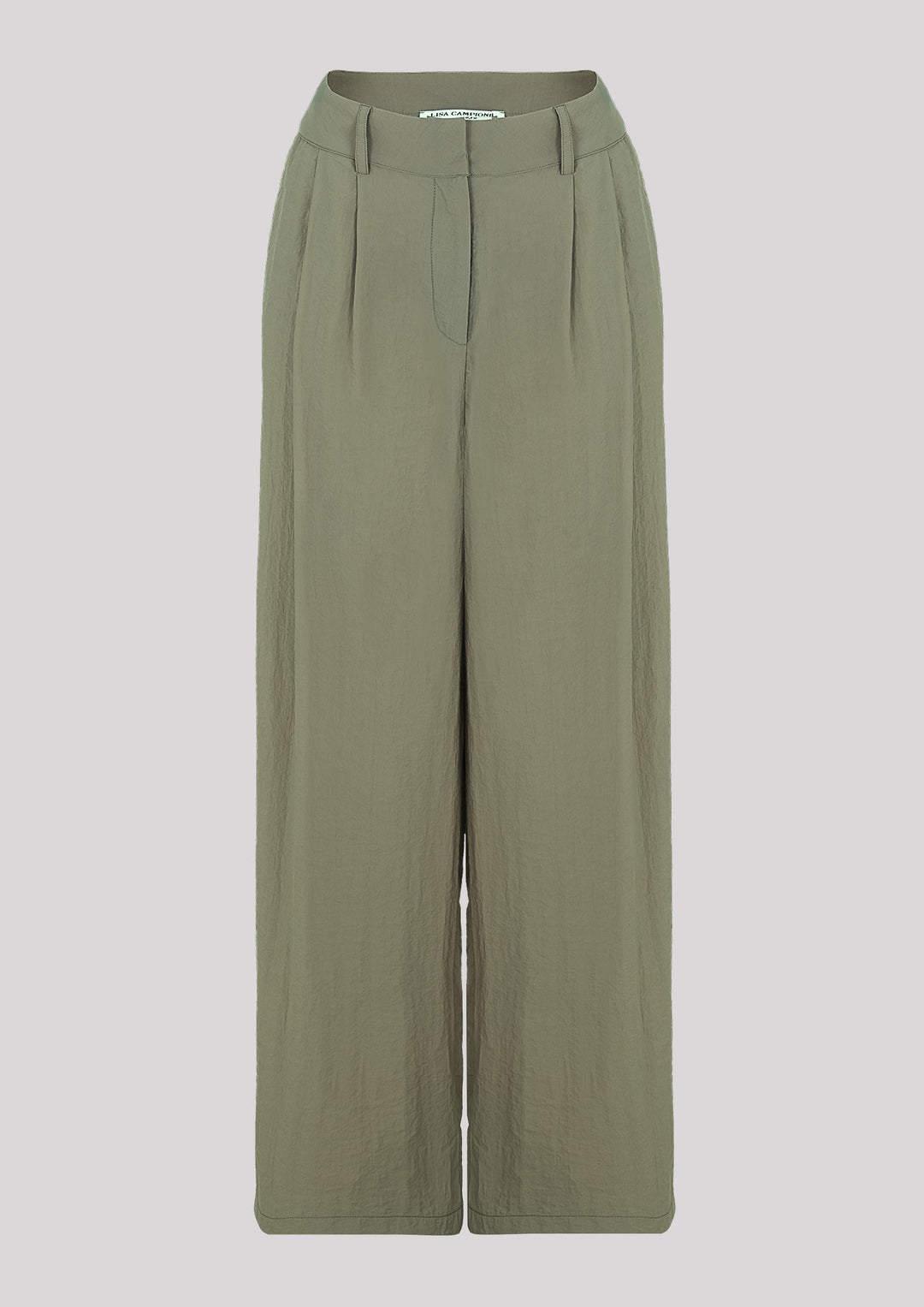 Pants with wide leg in khaki color
