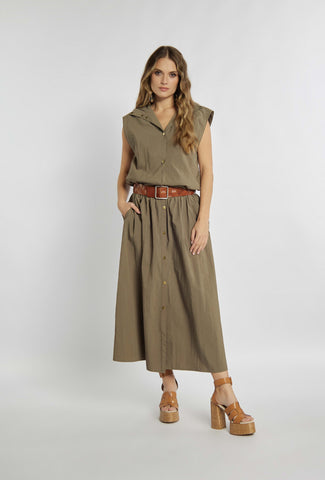 Long skirt in khaki color