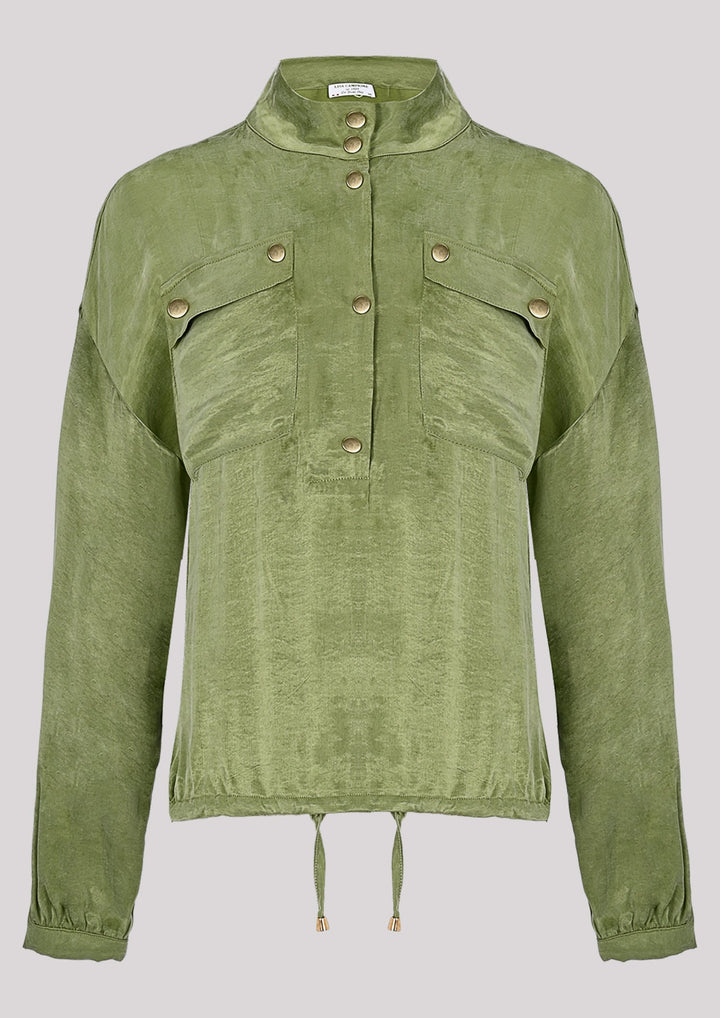 Luftiges aufgeknöpftes Sweatshirt in Grün
