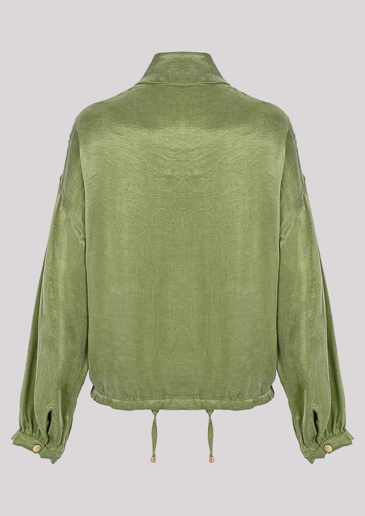 Airy unbuttoned sweatshirt in green color