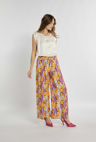 Wijde broek met energieke print