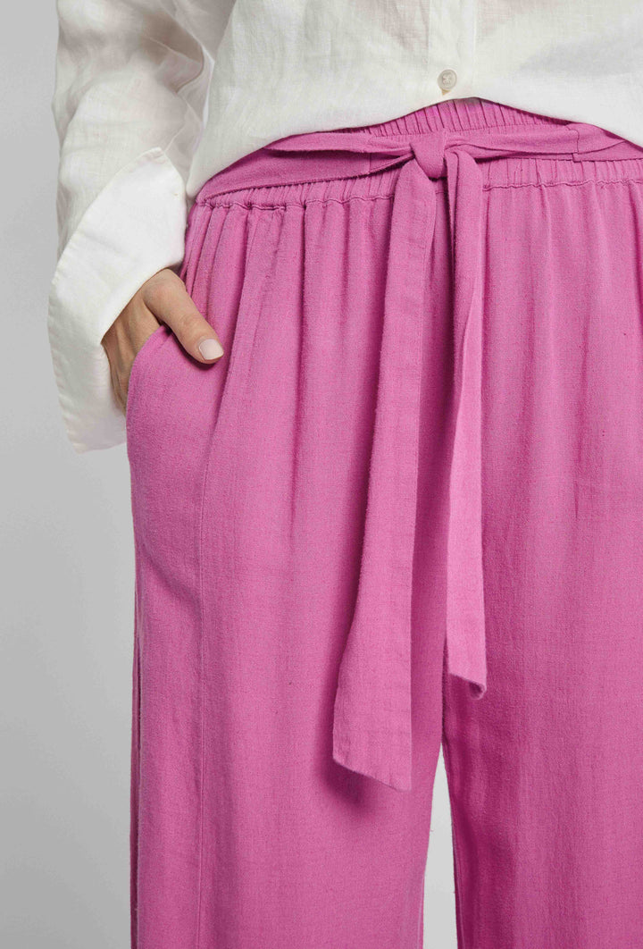 Leinenhose mit weitem Bein in Rosa