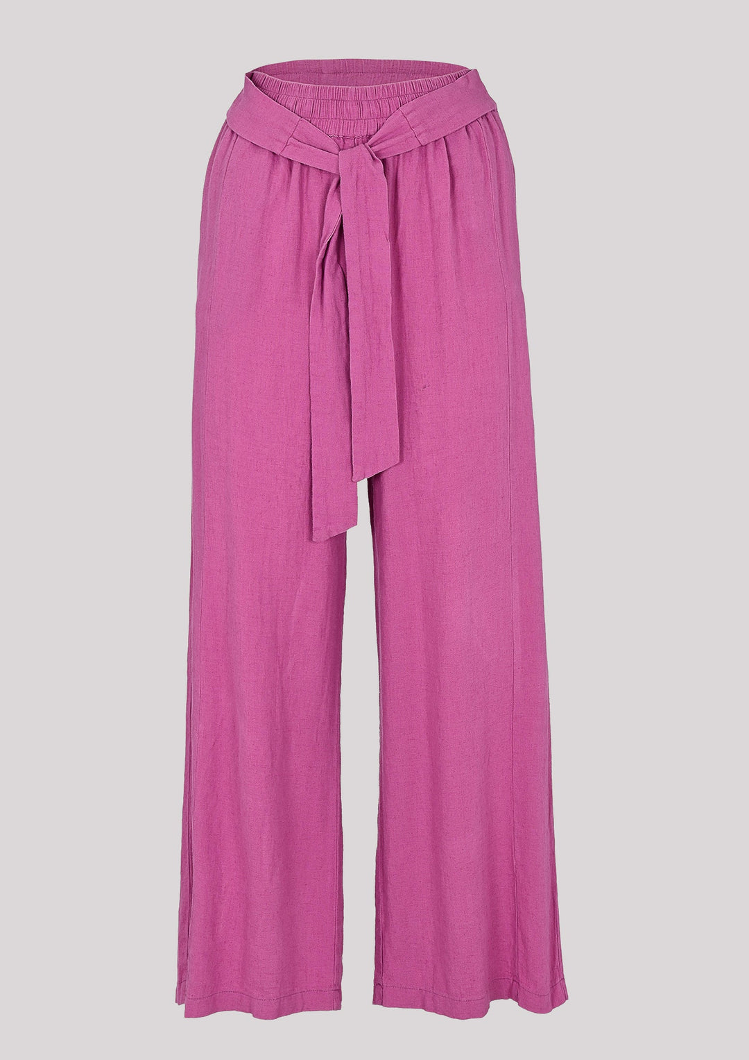 Leinenhose mit weitem Bein in Rosa