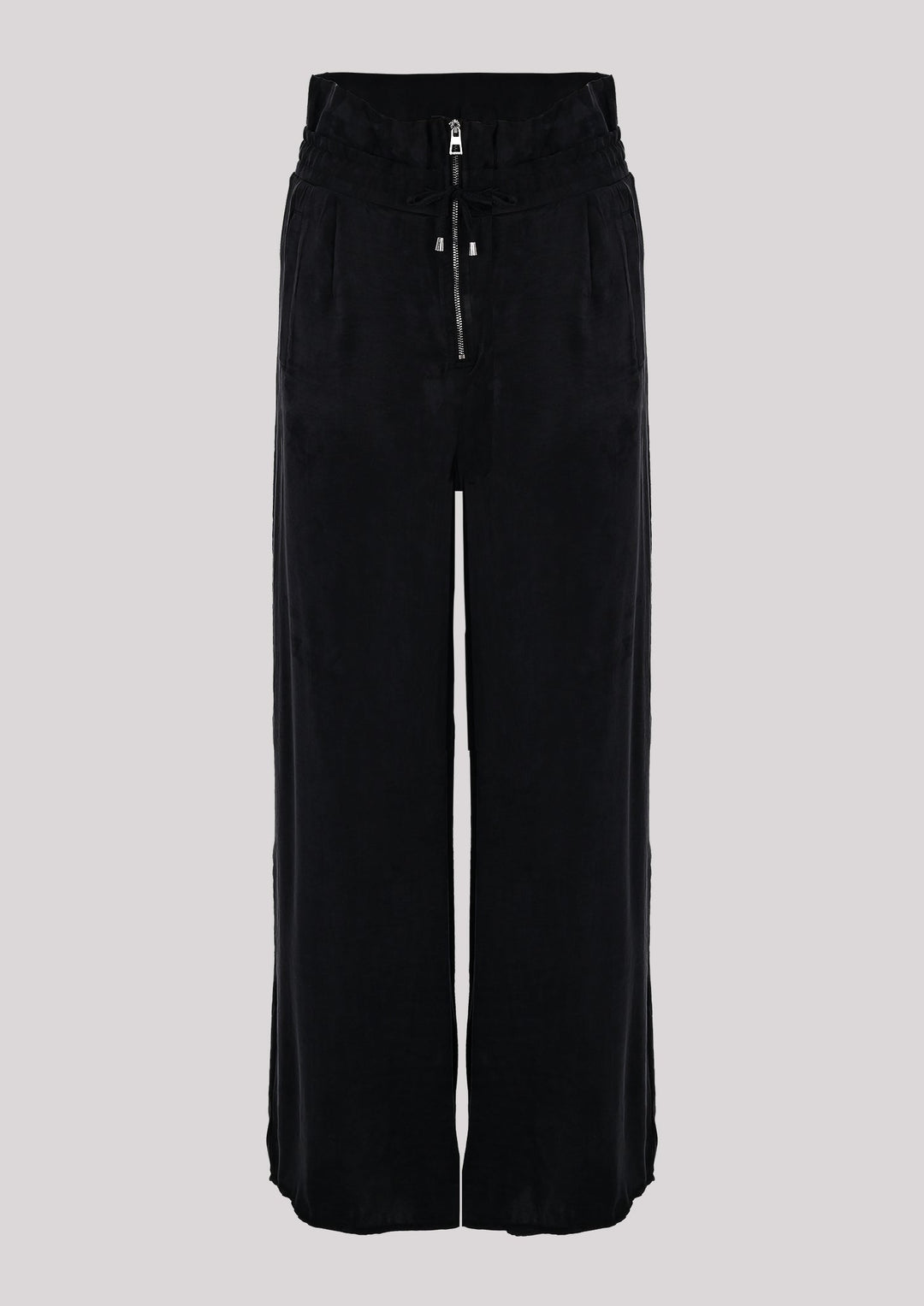 Airy fabric pants in black color