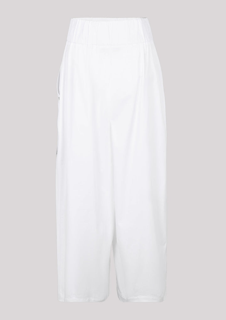Pants in white color with visible print on one leg