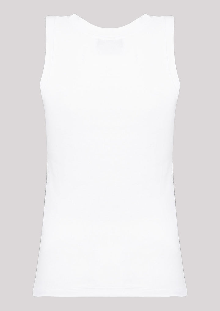 Fitted top with wide straps in white color