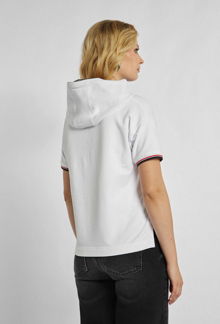 Nicht dehnbares Kurzarm-Sweatshirt mit kontrastierendem Druck