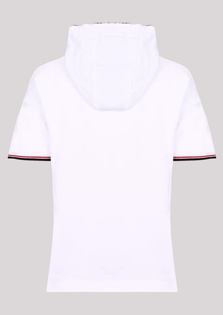 Non-stretch short sleeve sweatshirt with contrasting print