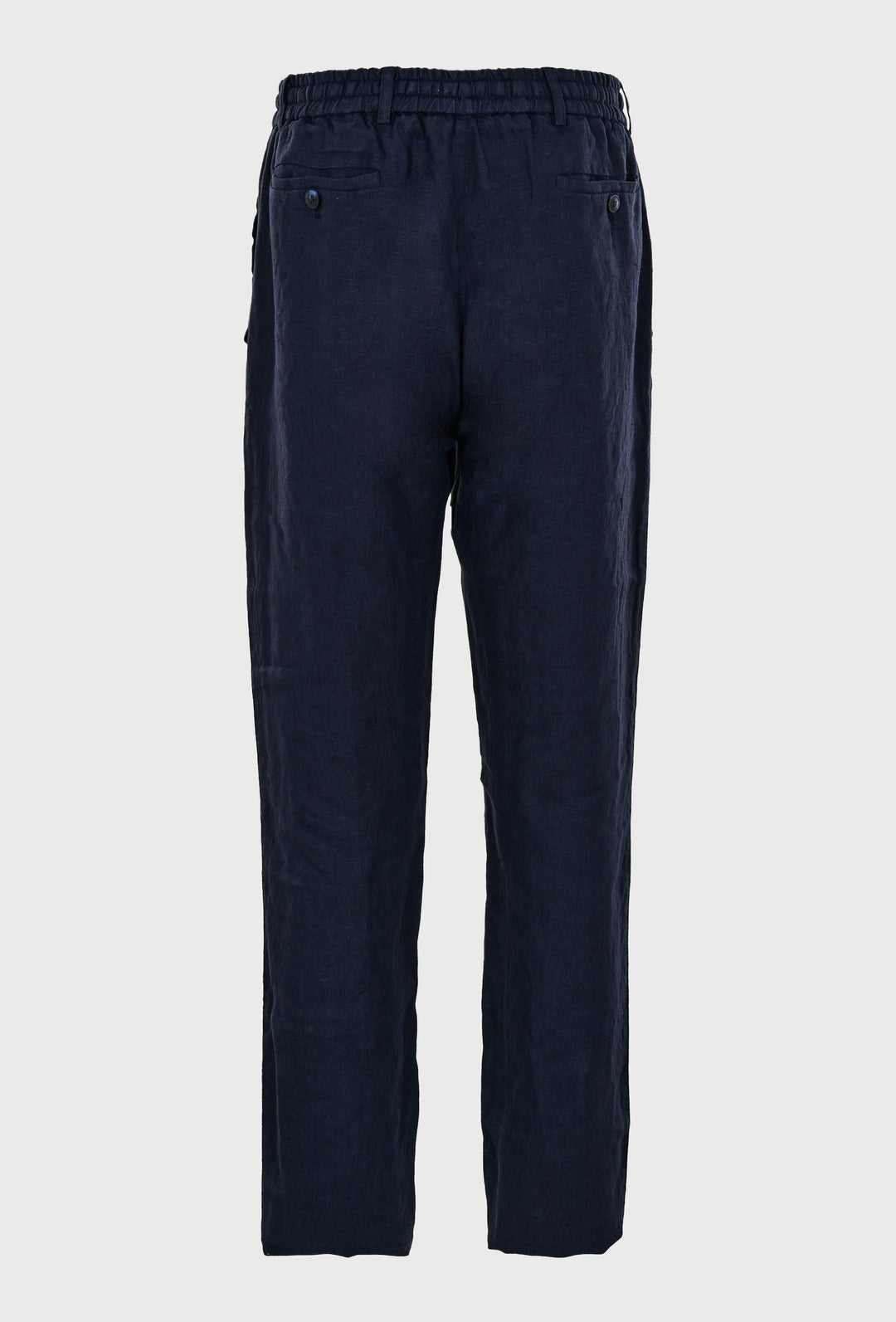 Navy blue pants with drawstring waistband