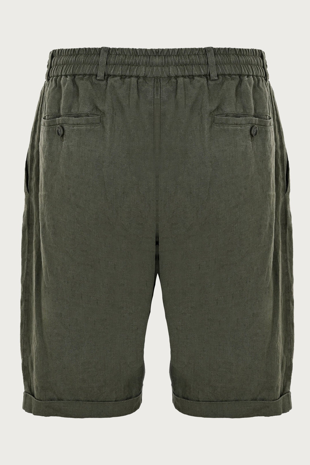 Belt drawstring short pants with button and khaki color