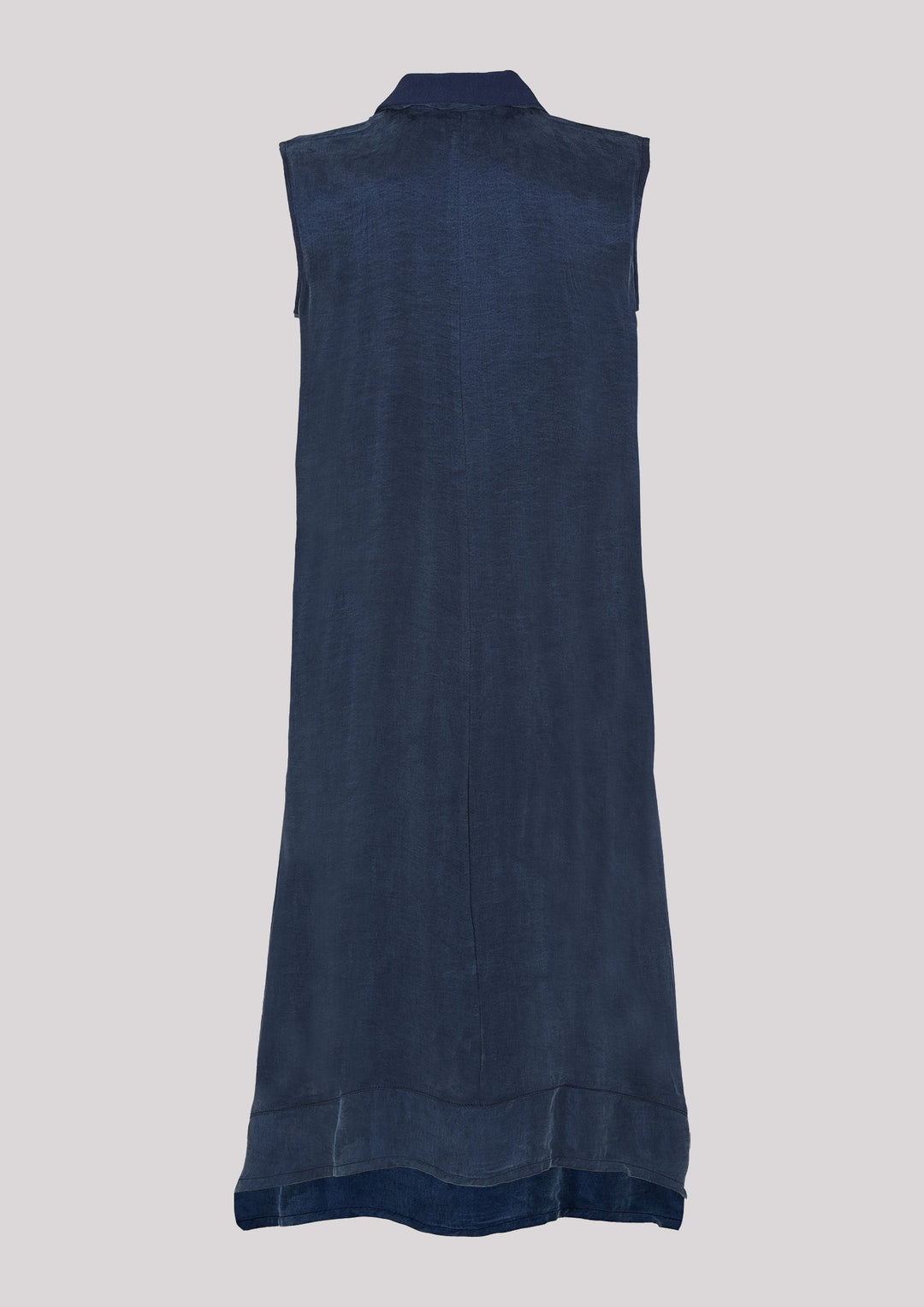 Asymmetrical dress with wide straps in navy blue color