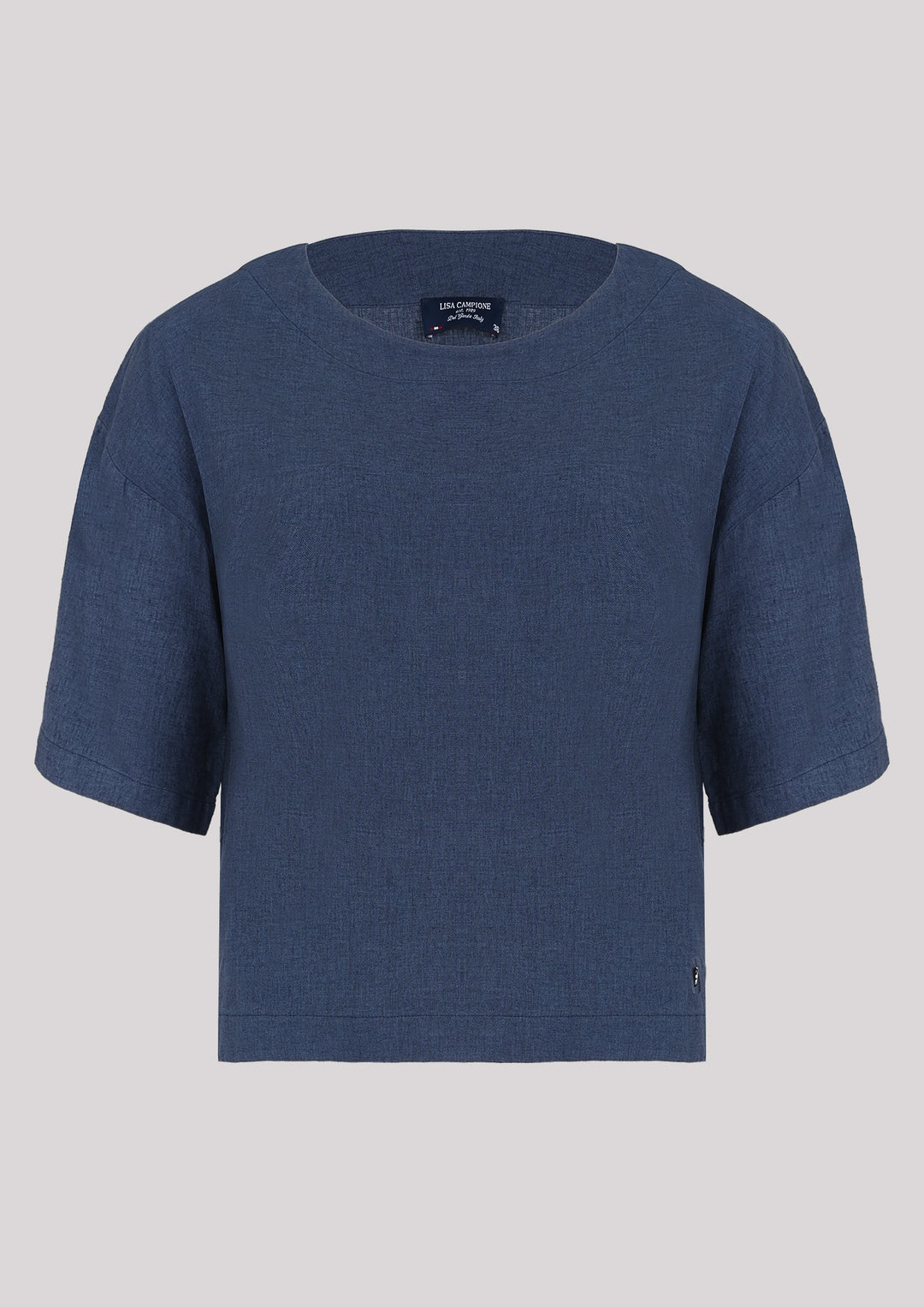 BASIC blouse with short sleeves in navy blue color