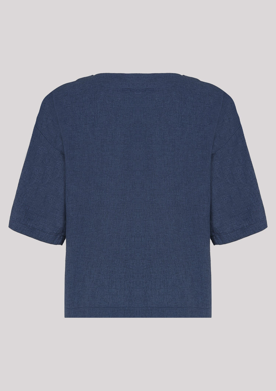 BASIC blouse with short sleeves in navy blue color