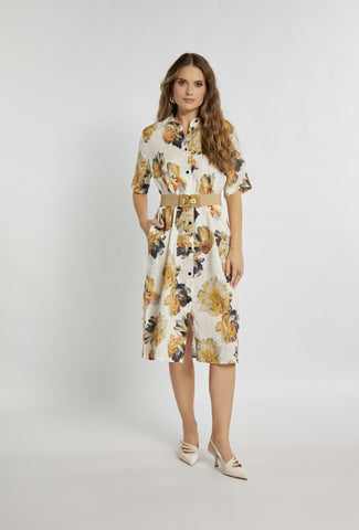 Shirt midi-jurk met bloemenprint