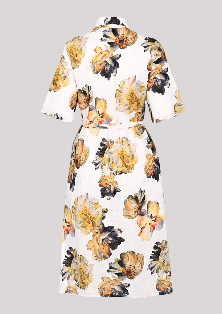Shirt midi dress with floral print