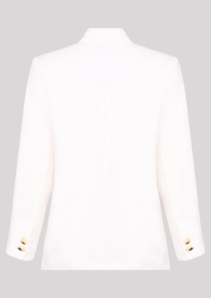 Linen unbuttoned jacket in ecru color